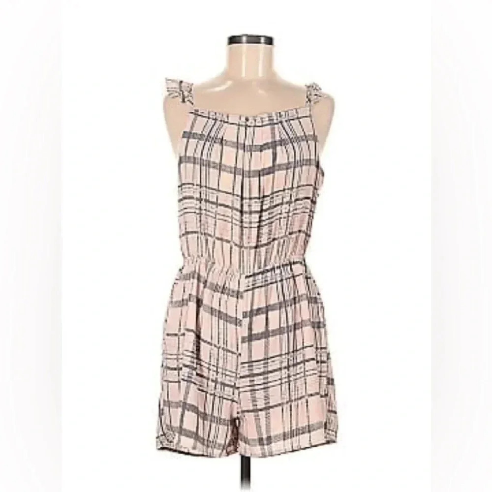 AVEC LES FILLES NWT PINK WINDOWPANE ROMPER SIZE MEDIUM